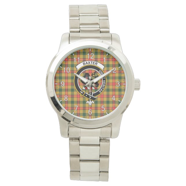 Classic Timeless clan Baxter Tartan Badge Pset Horloge (Voorkant)