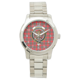 Classic Timeless clan Binning Tartan Badge Pset Horloge