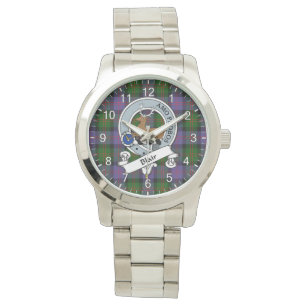 Classic Timeless Clan Blair Tartan Badge Pset Gif Horloge