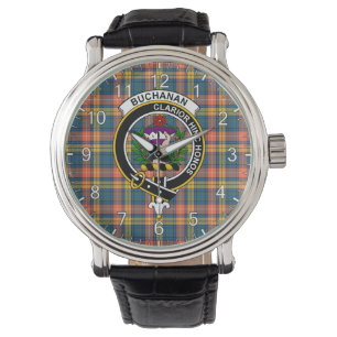 Classic Timeless Clan Buchanan Ancient Tartan Badg Horloge