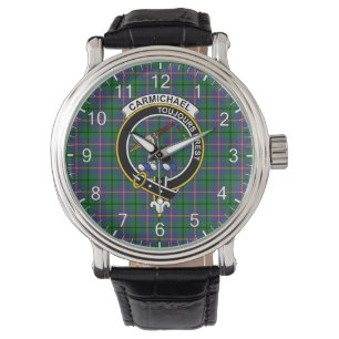 Classic Timeless Clan Carmichael Tartan Badge Plai Horloge