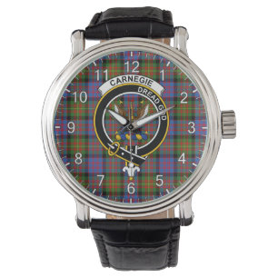 Classic Timeless Clan Carnegie Ancient Tartan Badg Horloge