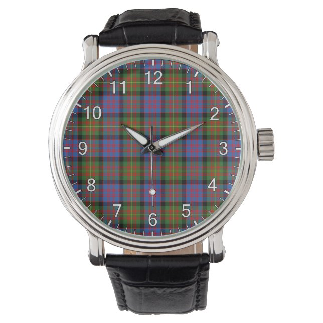 Classic Timeless Clan Carnegie Ancient Tartan Plai Horloge (Voorkant)