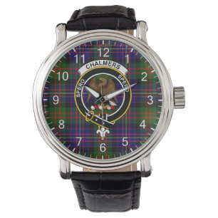 Classic Timeless Clan Chalmers Tartan Badge Pset Horloge