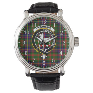 Classic Timeless Clan cochrane Tartan Badge Pset Horloge