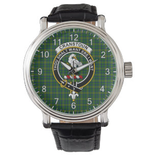 Classic Timeless Clan Cranstoun Modern Tartan Badg Horloge