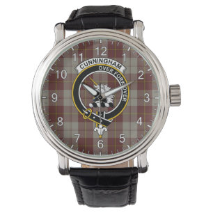 Classic Timeless Clan Cunningham Burgundy Tartan B Horloge