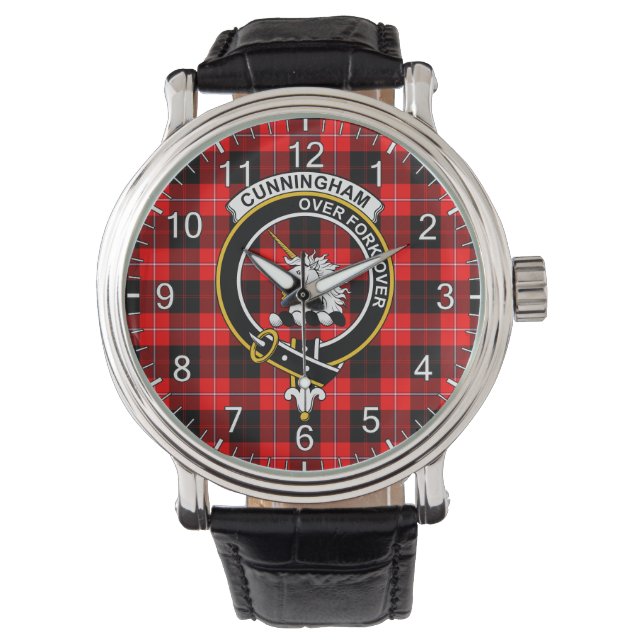 Classic Timeless Clan Cunningham Modern Tartan Bad Horloge (Voorkant)