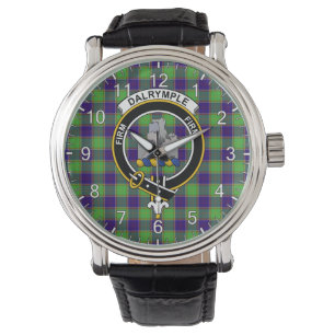 Classic Timeless Clan Dalrymple Tartan Badge Pset Horloge