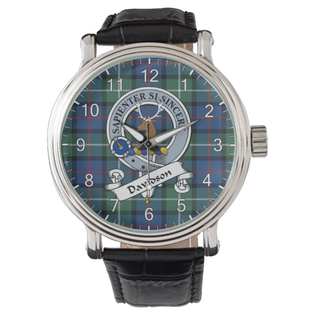 Classic Timeless clan Davidson of Tulloch Badge Ta Horloge (Voorkant)