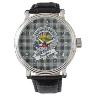 Classic Timeless Clan Douglas Gray Badge Tartan Horloge