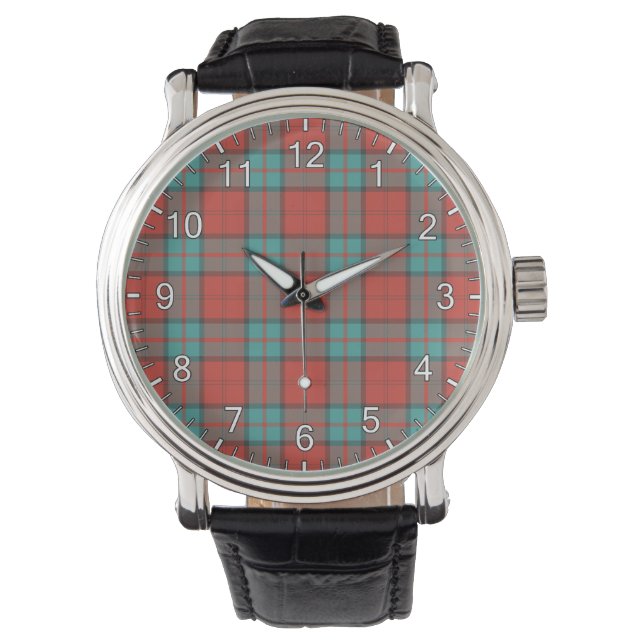 Classic Timeless Clan Dunbar Ancient Tartan Pset Horloge (Voorkant)