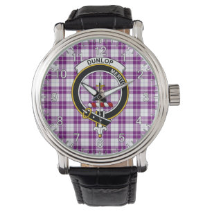 Classic Timeless Clan Dunlop Dress Tartan Badge Horloge