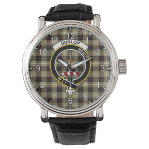 Classic Timeless Clan Dunlop Hunting Tartan Badge Horloge