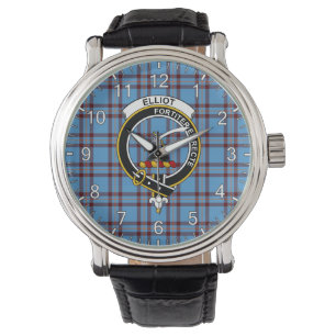 Classic Timeless Clan Elliot Ancient Tartan Badge Horloge