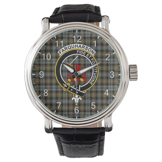 Classic Timeless Clan Farquharson Weathered Tartan Horloge (Voorkant)