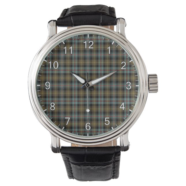 Classic Timeless Clan Farquharson Weathered Tartan Horloge (Voorkant)