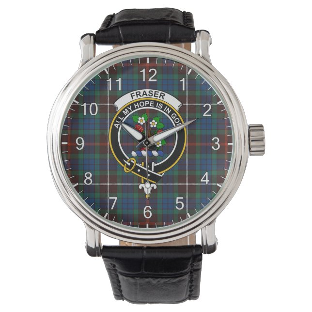 Classic Timeless Clan Fraser Hunting Ancient Tarta Horloge (Voorkant)
