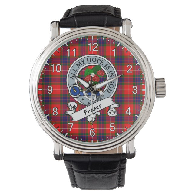 Classic Timeless clan Fraser Modern Badge Tartan Horloge (Voorkant)