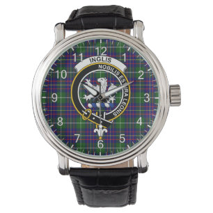 Classic Timeless Clan Inglis Tartan Badge Pset Horloge