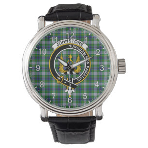Classic Timeless Clan Johnston Dress Tartan Badge Horloge
