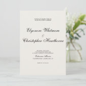Classic Timeless Ivory Calligraphy Wedding Kaart (Staand voorkant)