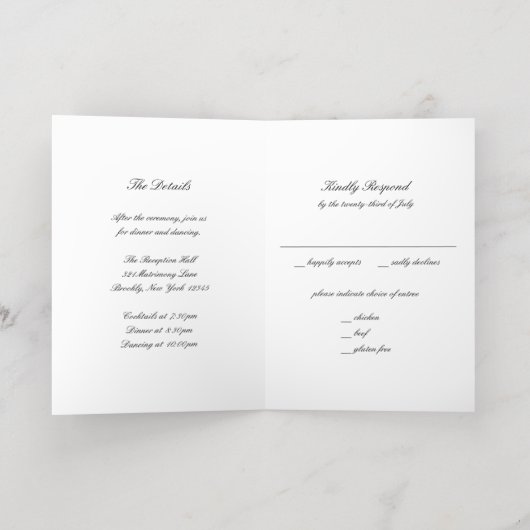 Classic Timeless Wedding Foil Invitation (Couchage intérieur)