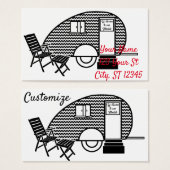 Classic Tiny Travel Trailer Caravan Thunder_Cove Visitekaartje (Voorkant /achterkant)