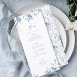 Classic Toile Bleu Mariage Floral Menu Table<br><div class="desc">Bleu roux,  Bleu Vintage,  Elégant Table de Mariage Menu Cartes Menu Plat Menu Élégant Calligraphie Manger et Boire Menus Mariages | Calligraphie simple Menus Mariage rustique Menus Mariage,  Menu Mariage rustique,  Menu Floral Wedidting,  Menu Table Mariage</div>