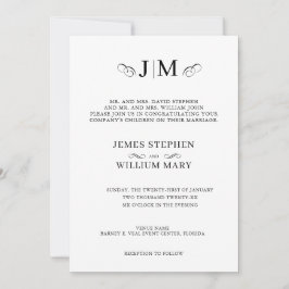 Classic Traditional Monogram Calligraphy Wedding Kaart