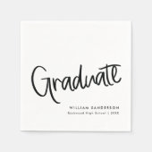 Classic Trendy Script Zwart-wit Afstuderen Servet (Voorkant)