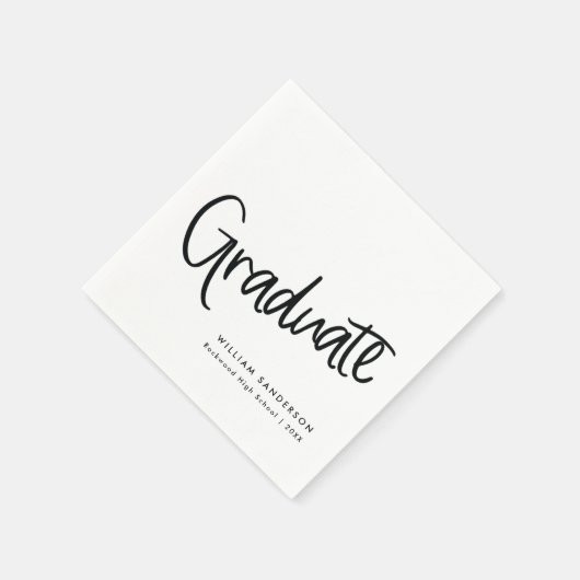 Classic Trendy Script Zwart-wit Afstuderen Servet (Hoek)