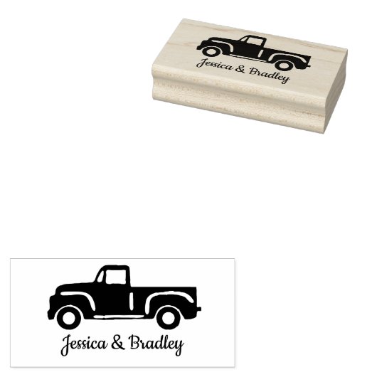 Classic Truck Custom Name Wedding Rubberstempel (Gestempeld)