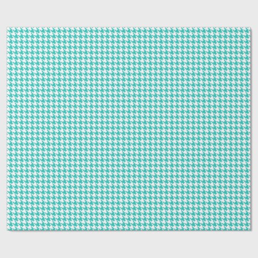Classic Turquoise and White Houndstooth Pattern  Cadeaupapier (Vlak)
