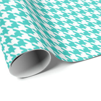Classic Turquoise and White Houndstooth Pattern  Cadeaupapier