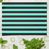Classic Turquoise en Black Stripe Pattern Theedoek (Gevouwen)