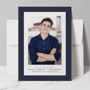 Classic tweed lijst eenvoudige navy foto afstudere aankondiging