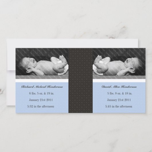 Classic Twin Boys Double New Baby Cartes photos (Devant)