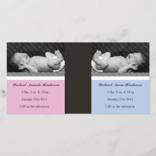 Classic Twin Girl Boy Double Nouveau Carte photo b
