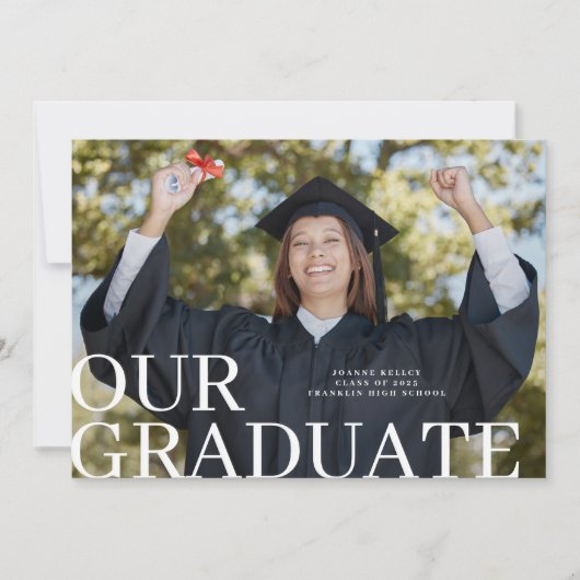 Classic Typography 2 foto Afstuderen Aankondiging (Voorkant)