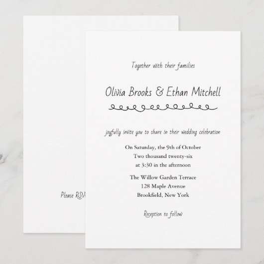 Classic Typography Wedding Invitation (Devant / Derrière)