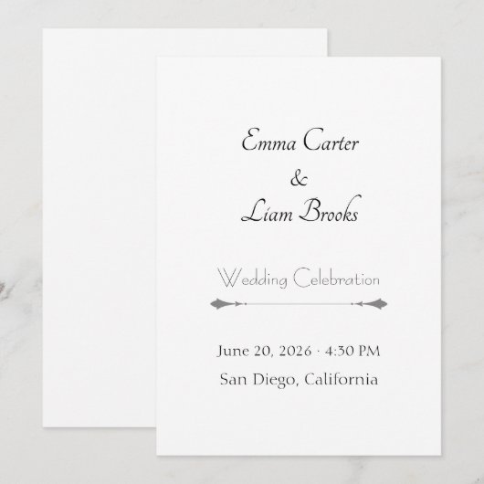 Classic Typography Wedding Invitation (Devant / Derrière)