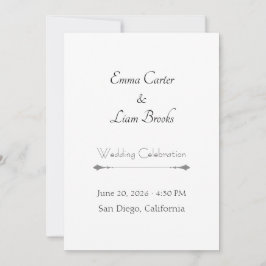 Classic Typography Wedding Invitation Kaart