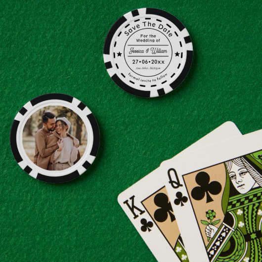 Classic Unique Wedding Save The Date Photo Poker Chips (Pokertafel (Dubbel))
