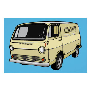 Classic van cartoon illustratie perfect poster