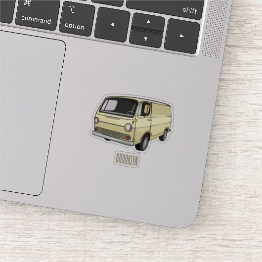 Classic van cartoon illustratie sticker (Detail)
