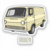 Classic van cartoon illustratie sticker (Voorkant)