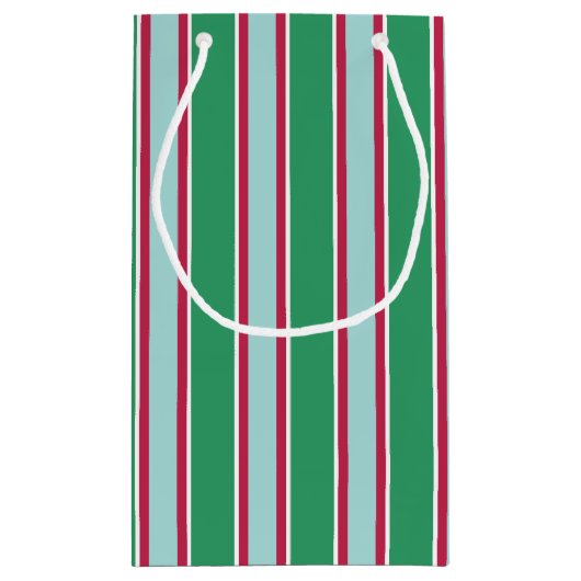 Classic Vert Bleu Noël Sac cadeau rayé (Dos)