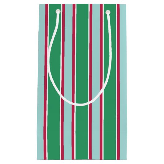 Classic Vert Bleu Noël Sac cadeau rayé (Devant)