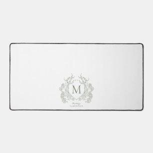 Classic Vert Sage Vert Floral Crest Monogramme